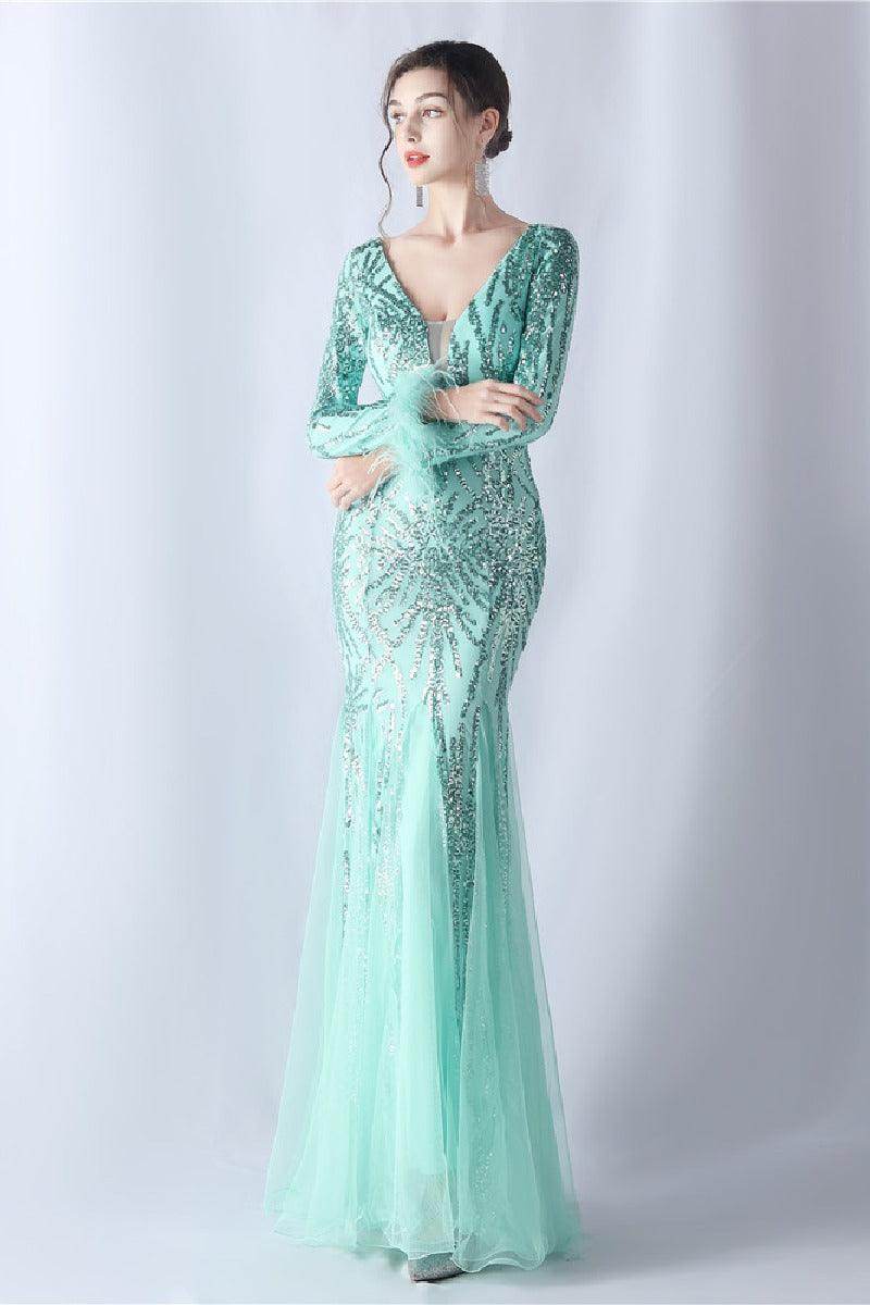 Trumpet-Mermaid Floor Length Sequins Dress 785114258670 - COCOMELODY